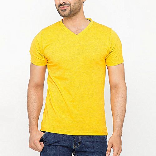 yellow v neck t shirt