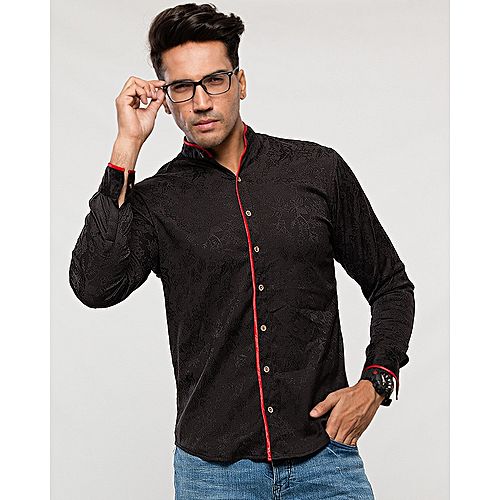 mens black shirt red trim