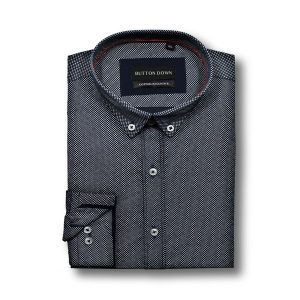 Buttondown Dark Grey O Printed Shirt