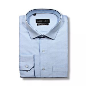 Buttondown Light Blue Plain Slim Fit Shirt