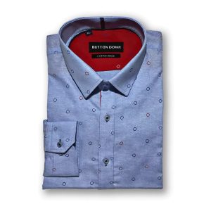 Buttondown Light Blue Self Printed Shirt