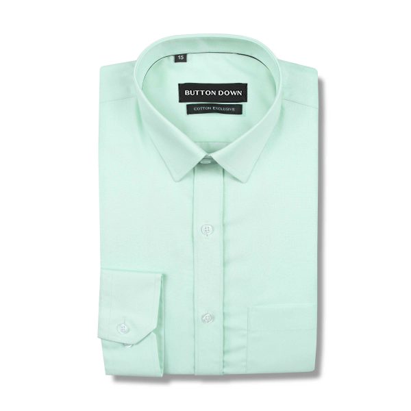 Buttondown Sea Green Plain Slim Fit Shirt