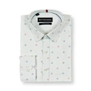 Buttondown White Self Printed Shirt