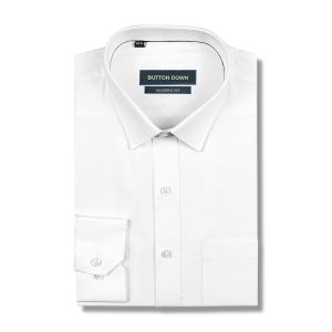 Buttondown White Textured Printed Shirt