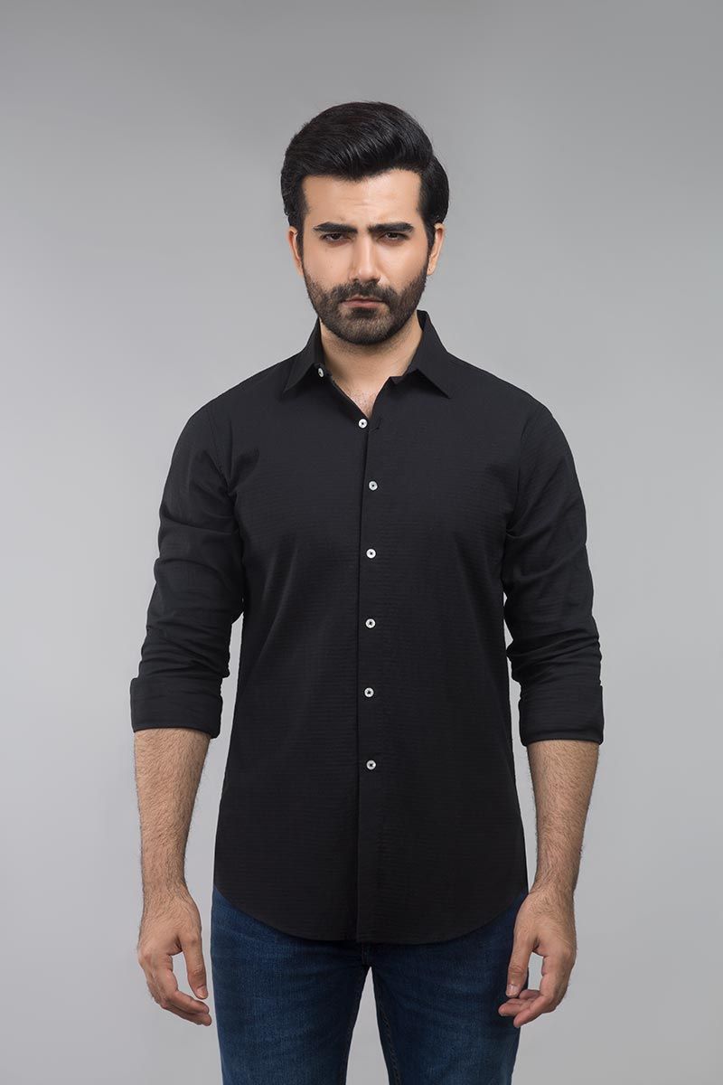 Gul Ahmed Black Casual Shirt CM-YD-2698 - Menswear.pk