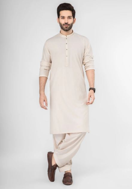 Edenrobe Shalwar Suits EMTKS21S-40914 - Light Beige - Menswear.pk
