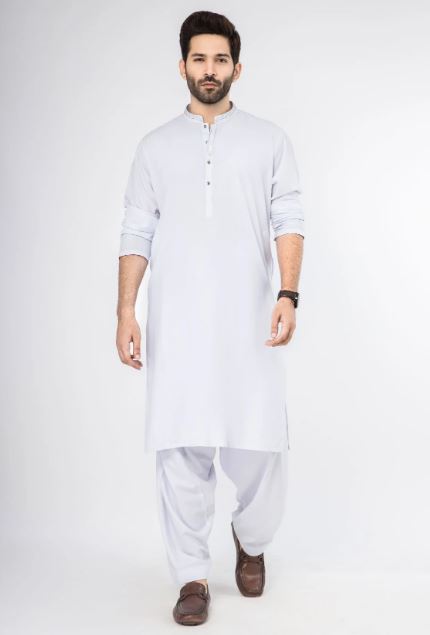 Edenrobe Shalwar Suits EMTKS21S-40916 - White