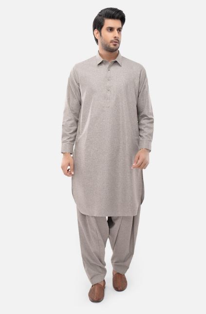Edenrobe Shalwar Suits EMTKSP21W-40929 - Zinc - Menswear.pk