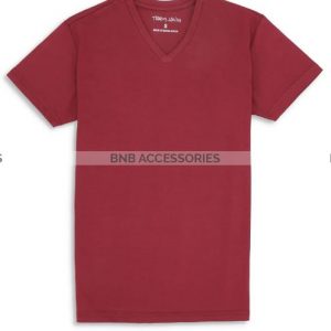 BnB Accessories Maroon Half Sleeves V Neck T-Shirt For Men