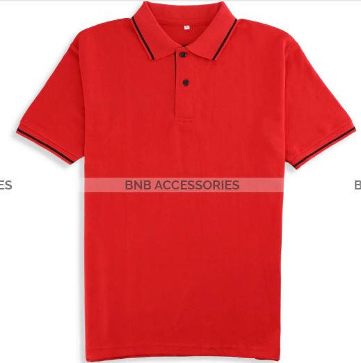 BnB Accessories Red with Black Tipping Collar Polo For Men