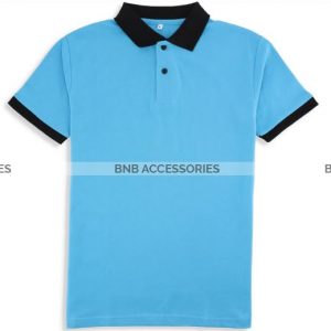 BnB Accessories Sky Blue with Black Collar Polo For Men