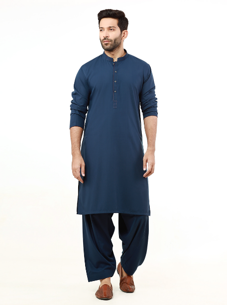 Ace Mens Shalwar Kameez AMTKSS22-097 N Blue - Menswear.pk
