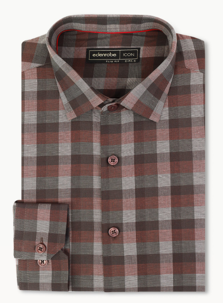 Edenrobe Men's Grey & Brown Shirt - EMTSI22-50252